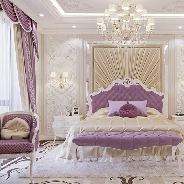 Дизайн интерьера спальни с камином