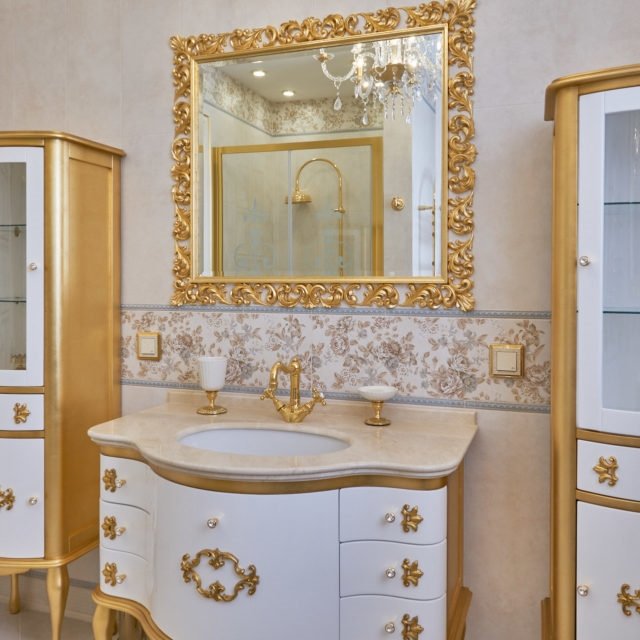 Элитный дизайн ванной и санузлов в классическом стиле, коттедж, Астана