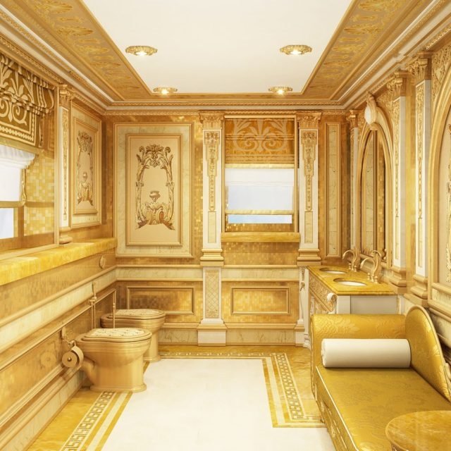 Королевское золото в интерьере ванной