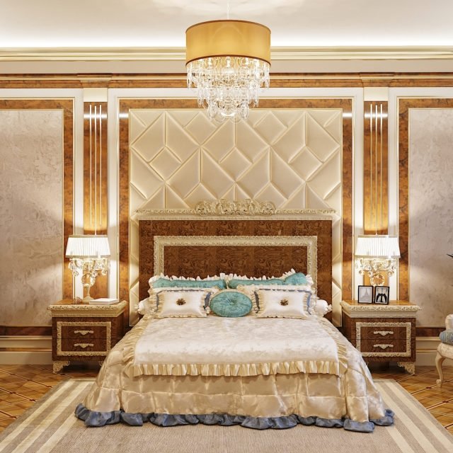 Спальня в стиле неоклассика. Особняк в Алматы