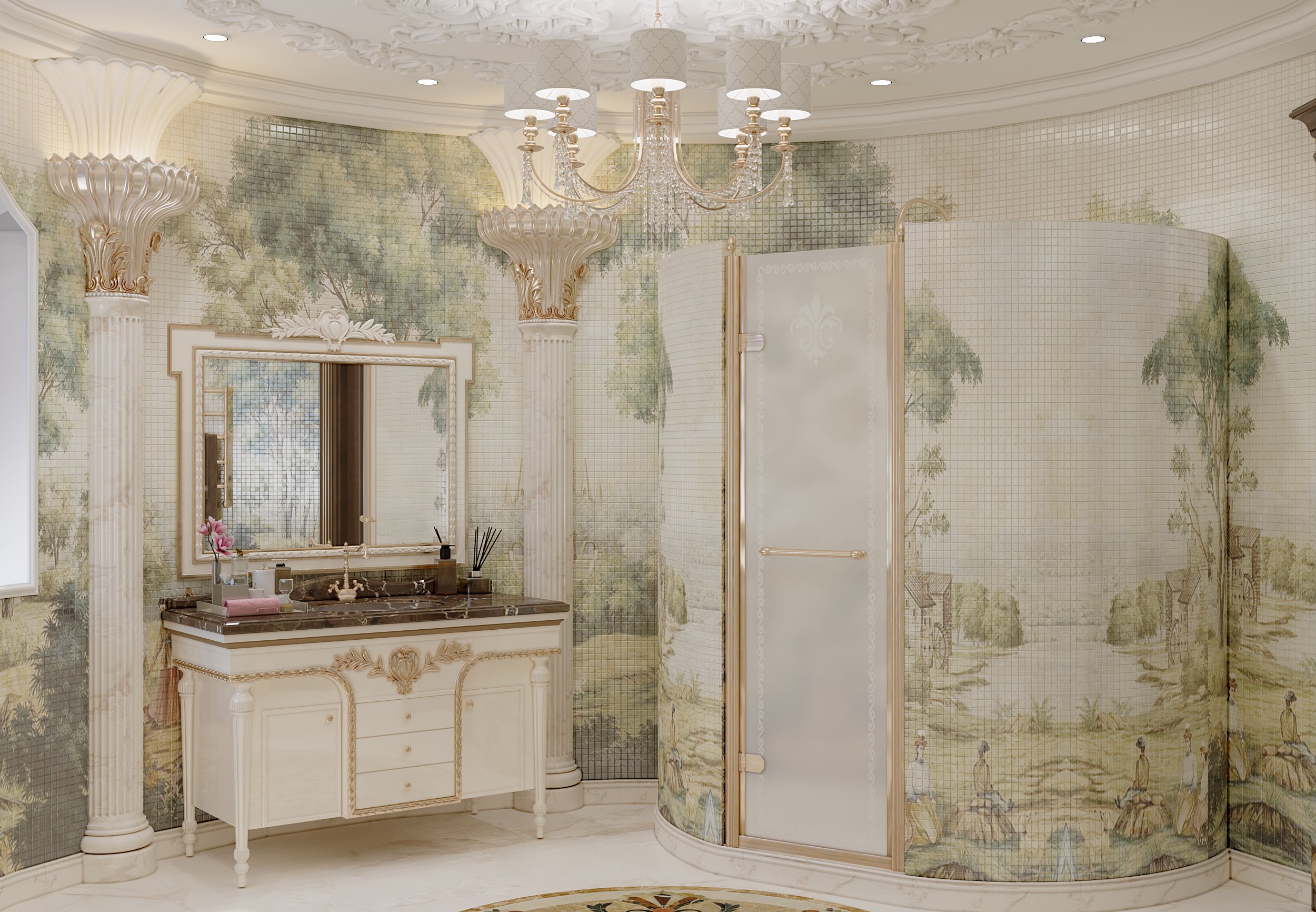 Элитная Ванная хозяев в классическом стиле, Luxury Antonovich Design