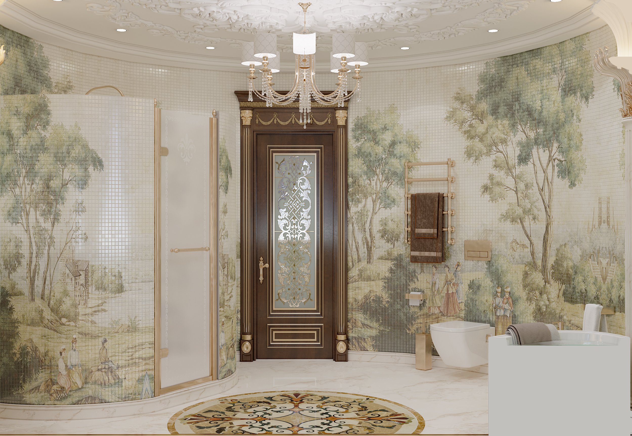 Элегантная Ванная хозяев в классическом стиле, Luxury Antonovich Design