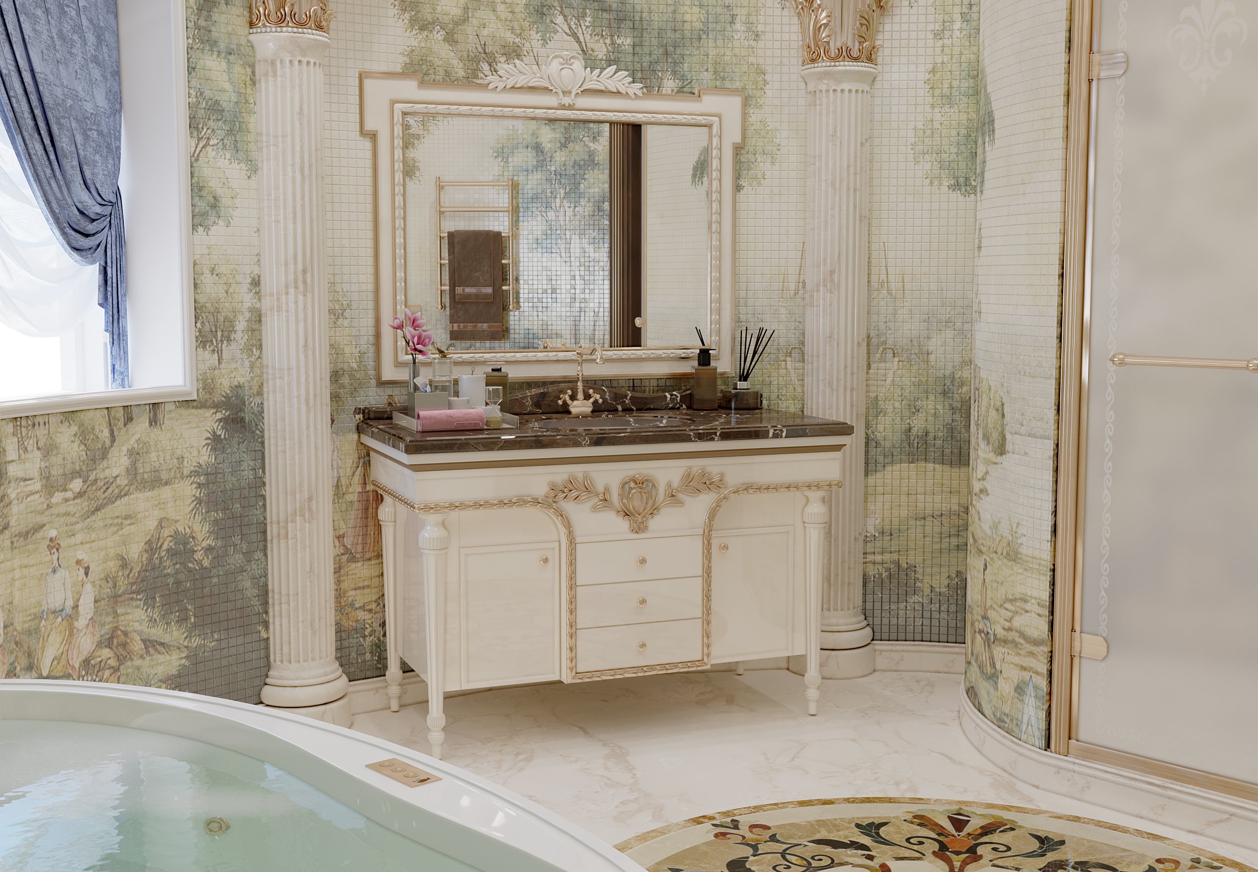 Стильная Ванная хозяев в классическом стиле, Luxury Antonovich Design