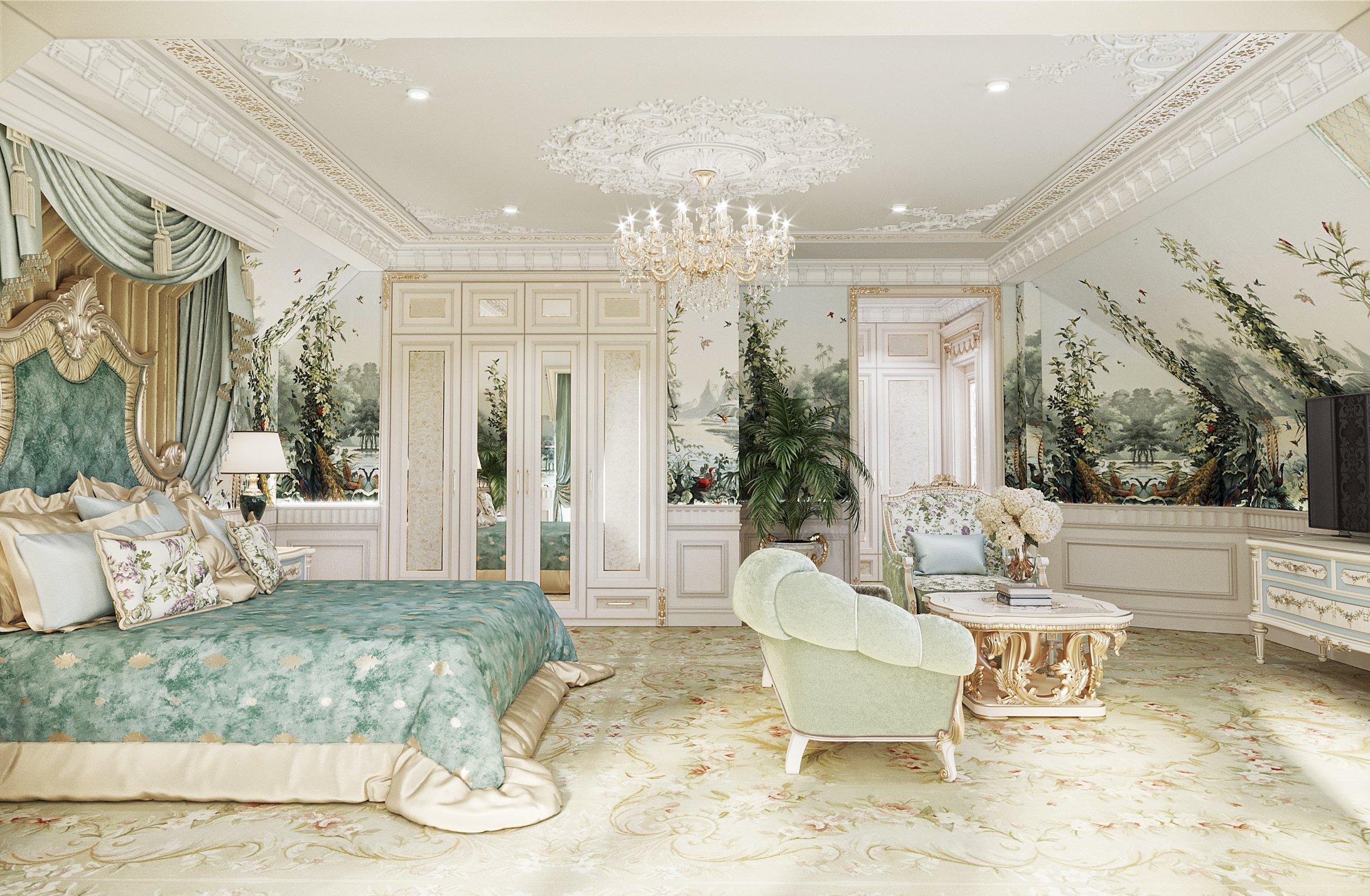 Фешенебельная Спальня в классическом стиле, Luxury Antonovich Design