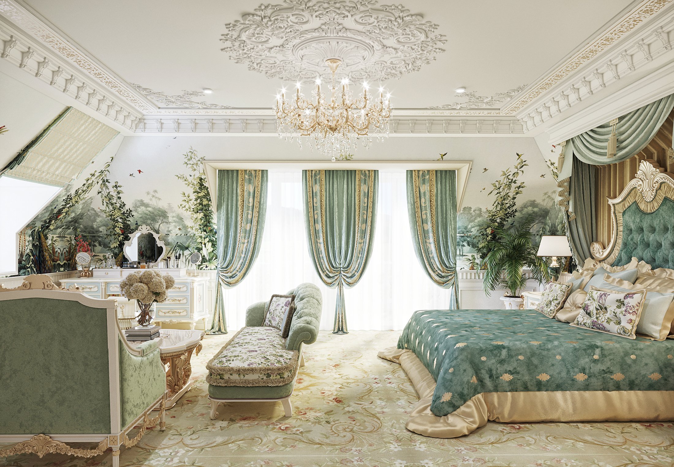 Элегантная Спальня в классическом стиле, Luxury Antonovich Design
