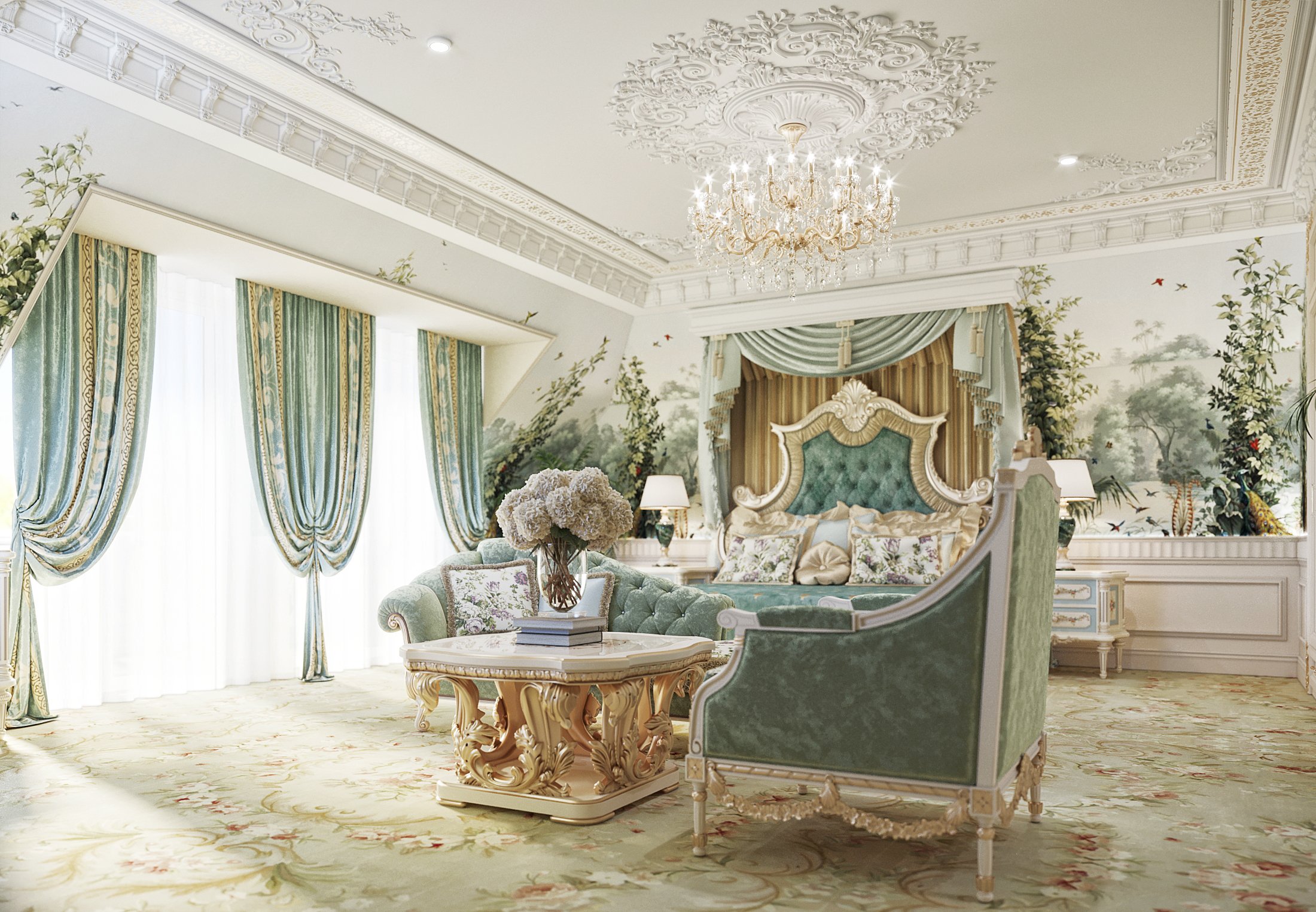 Роскошная Спальня в классическом стиле, Luxury Antonovich Design