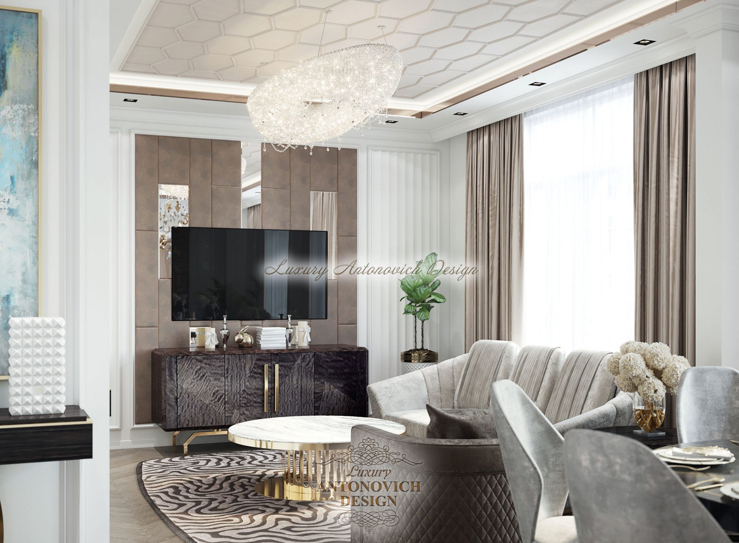 Пример реализации дизайна гостиной, укомплектованной мебелью Giorgio Collection