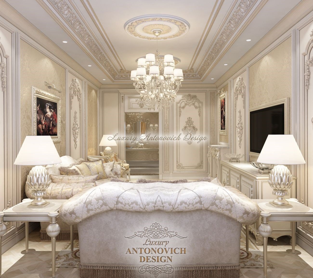 Спальня в классическом стиле, апартаменты в ЖК Dostyk Residence, Алматы