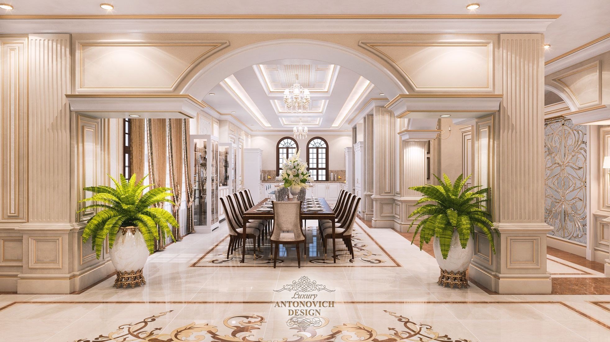 Элегантный Интерьер гостиной в классическом стиле