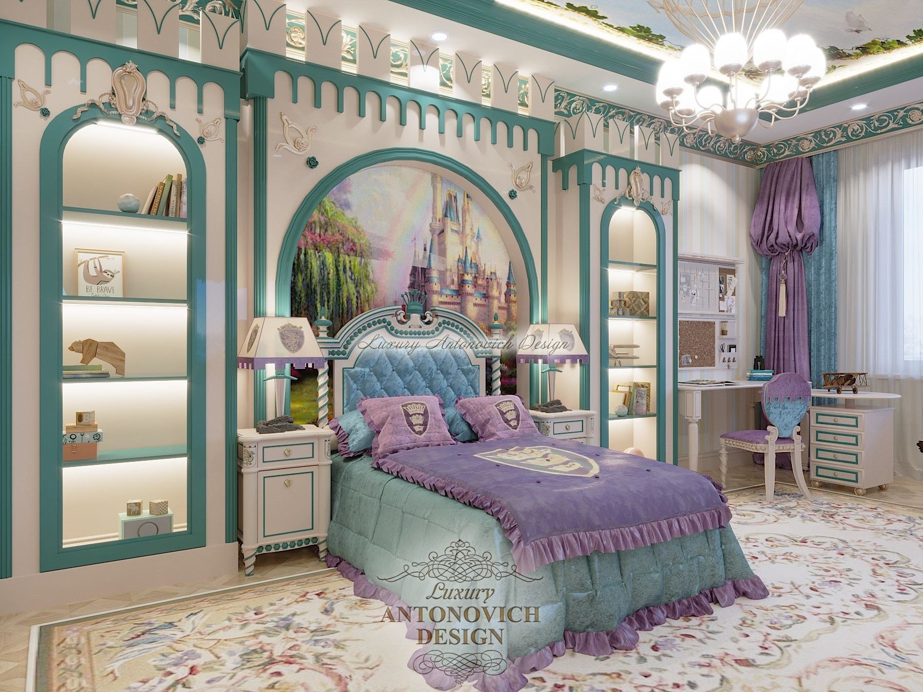 Изысканный интерьер спальни в классическом стиле, апартаменты в ЖК Dostyk Residence, Алматы