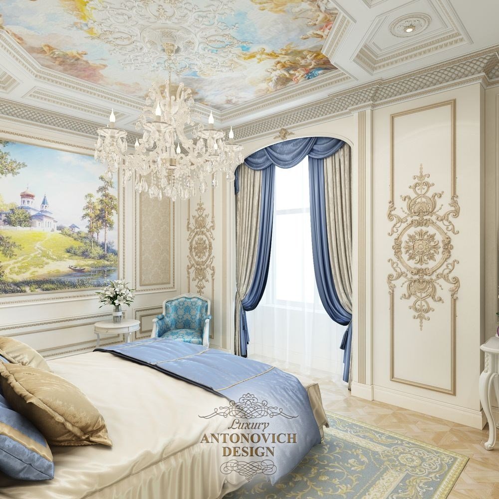 Великолепные Идеи для интерьера спальни с художественной росписью потолков и стен