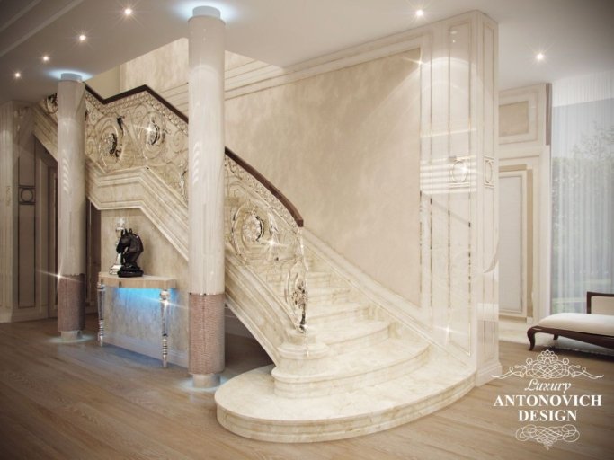 Элитный дизайн дома с роскошной лестницей