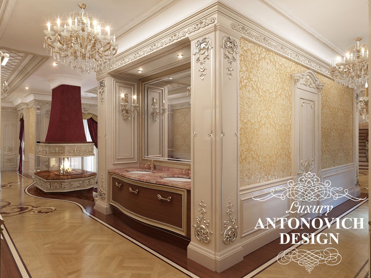 Элитный дизайн проект виллы с роскошным холлом в классическом стиле от студии Antonovich Design