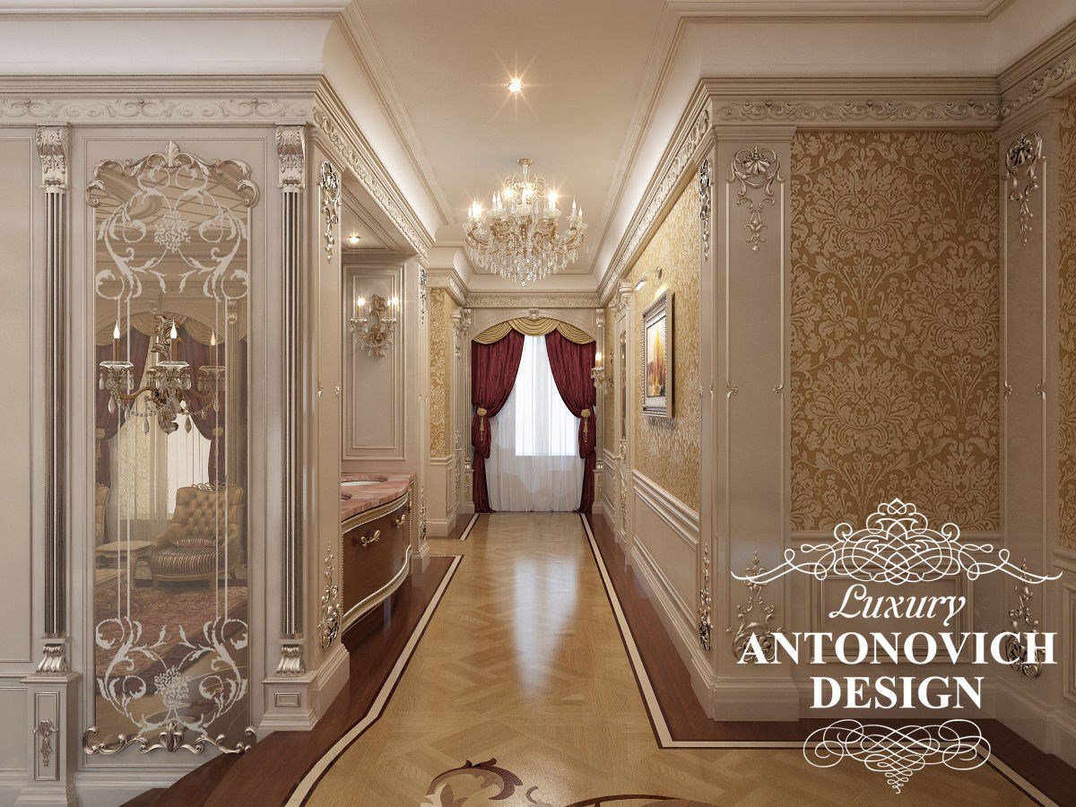 Элитный дизайн коттеджа с роскошным холлом в классическом стиле от Лакшери Антонович Дизайн