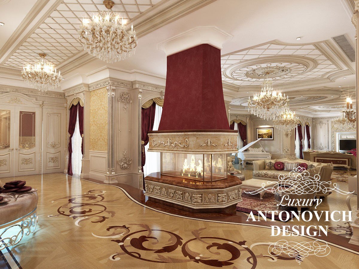 Элитный дизайн коттеджа с роскошным холлом в классическом стиле от студии дизайна интерьеров Антонович Дизайн