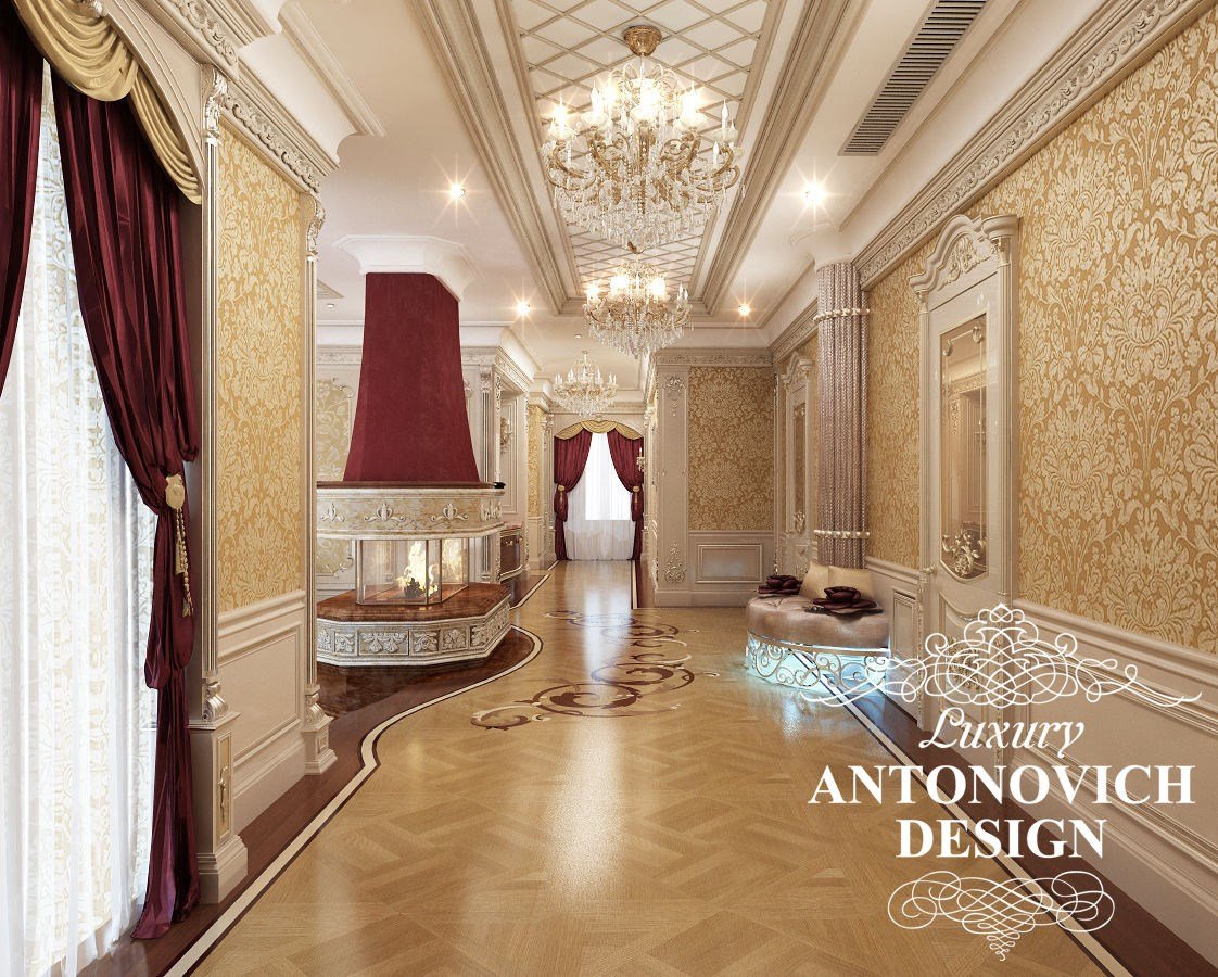 Элитный дизайн проект виллы с уютной гостиной в классическом стиле от студии Antonovich Design