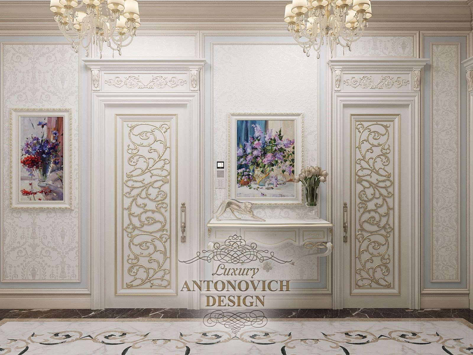 Дизайн проект гостиной квартиры в ЖК Династия (Москва) от дизайн студии Luxury Antonovich Design