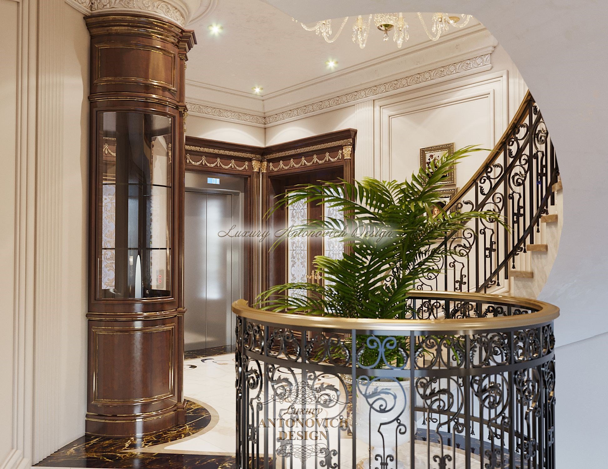 Дизайн интерьера роскошной гостиной, дом в Будапеште