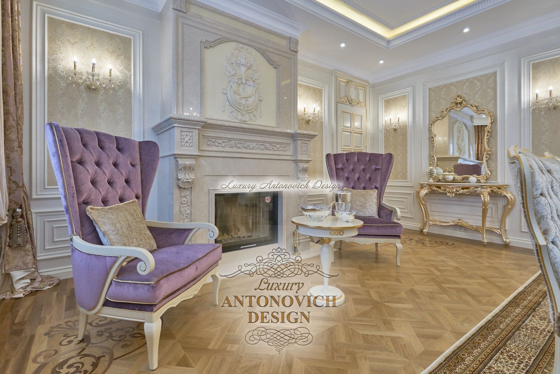 Фешенебельный интерьер гостиной в классическом стиле, Астана