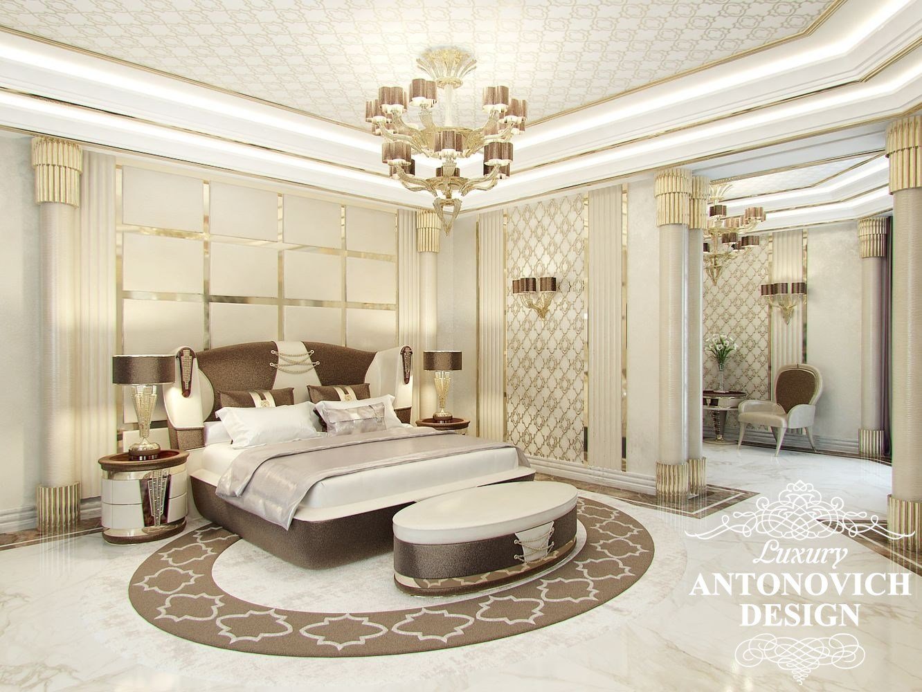 Элитный дизайн дома с мраморными полами в стиле современная классика от студии дизайна Антонович Дизайн
