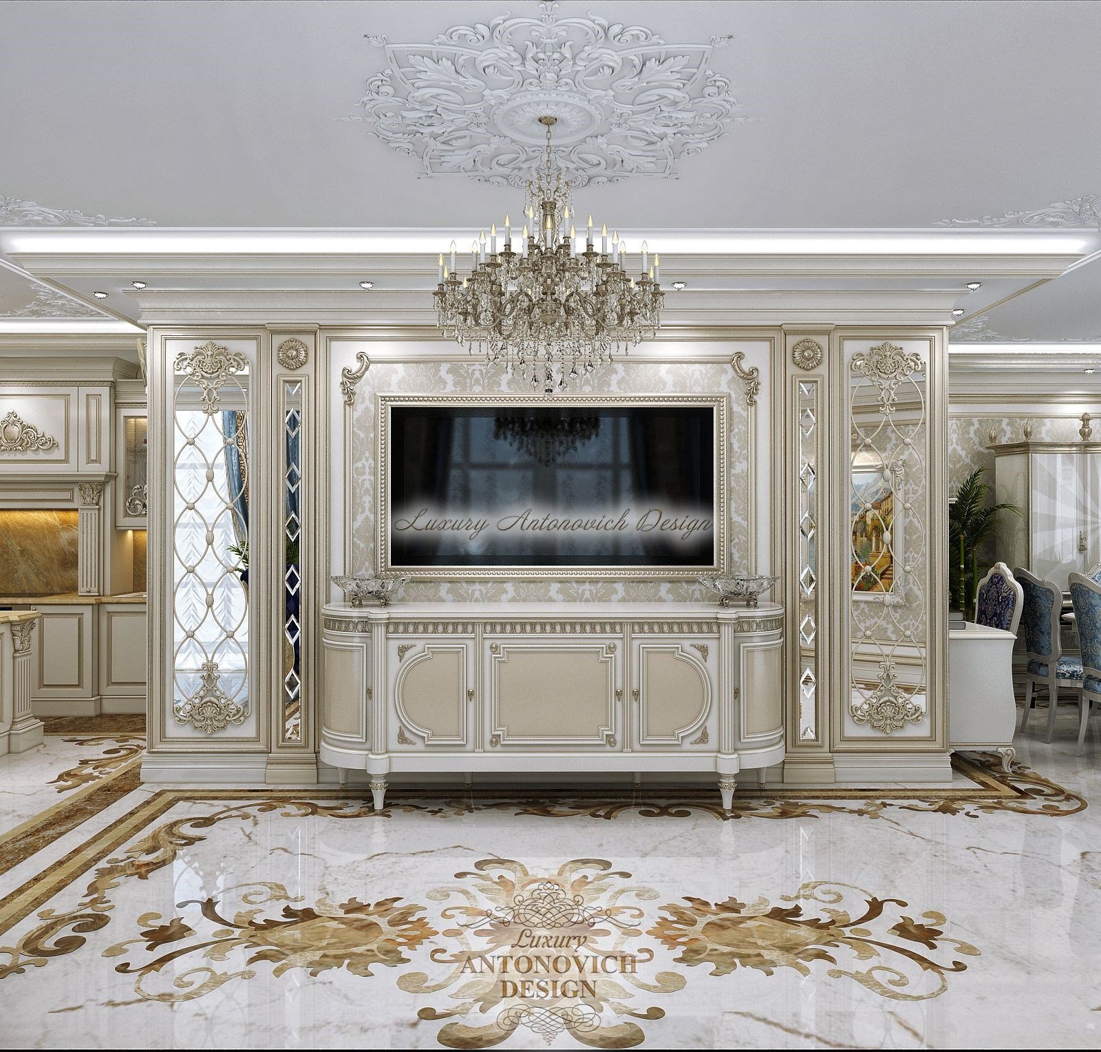 Респектабельная столовая в классическом стиле, квартира в Астрахани