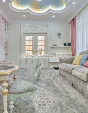Дизайн интерьера спальни дочери в стиле новая классика, квартира в Нур-Султане