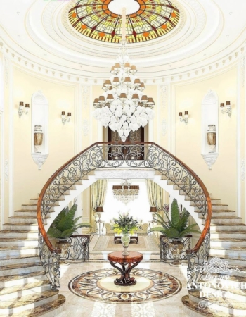 Элитный проект дома с роскошной лестницей в классическом стиле от студии дизайна в Астане Luxury Antonovich Design