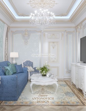 Стильный интерьер гостиной 2, Квартира для большой семьи в Алматы