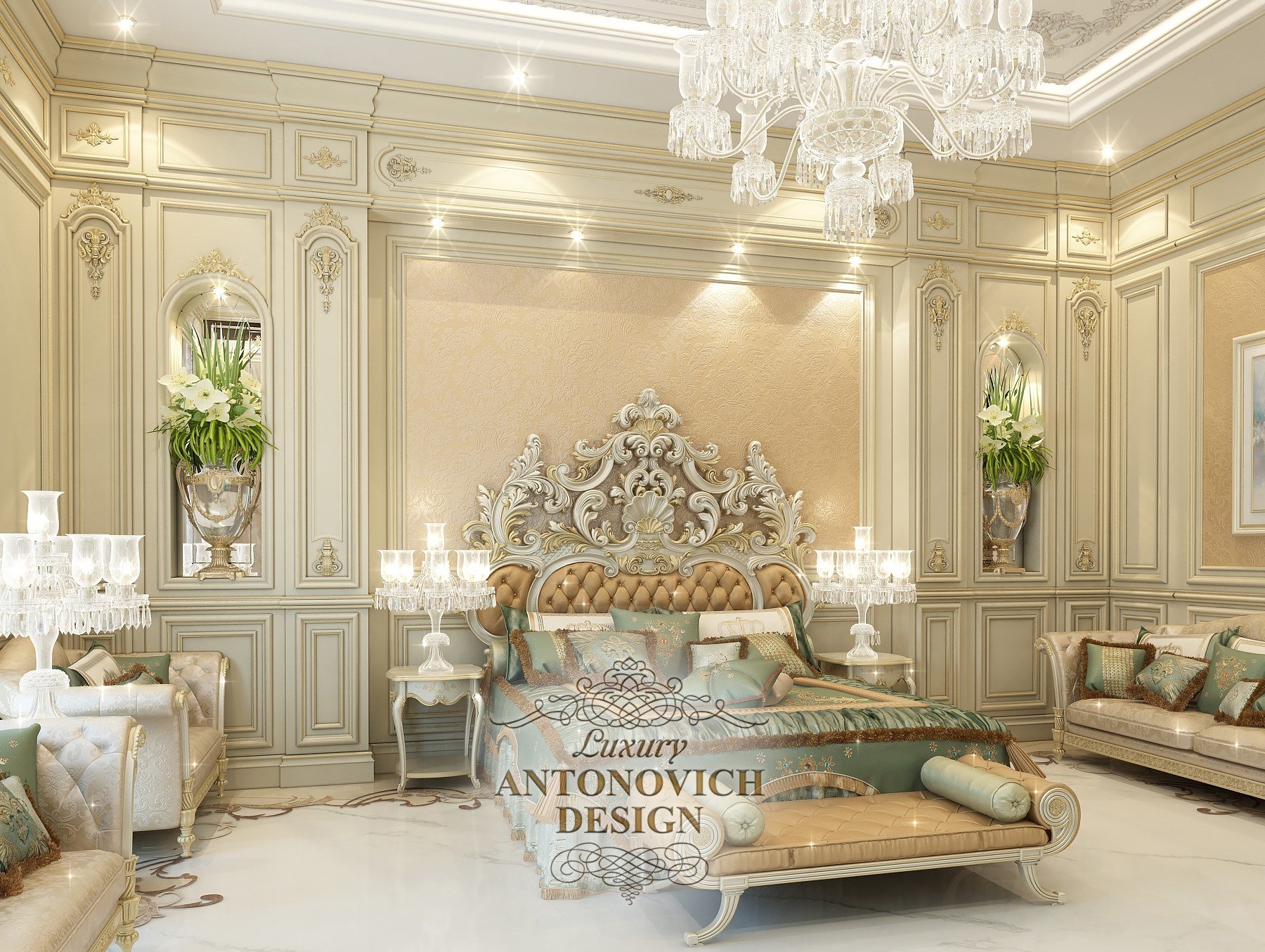 Шикарная спальня в стиле барокко
