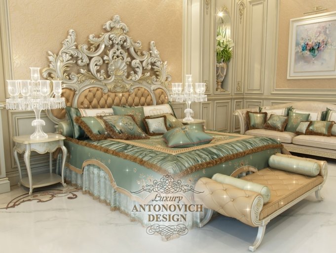 дизайн интерьера спальни в стиле барокко