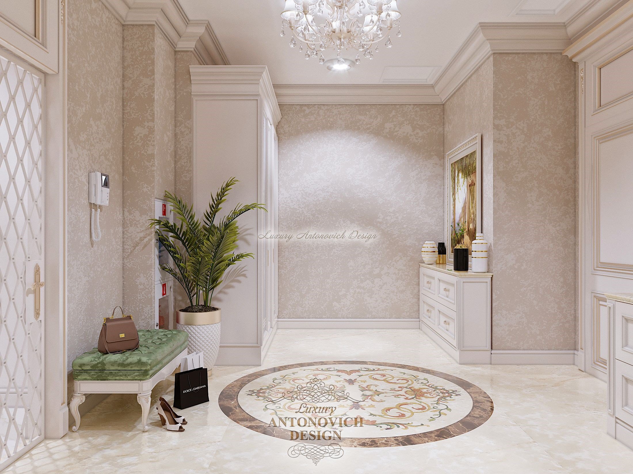 Элегантный интерьер прихожей, Квартира для большой семьи в Алматы