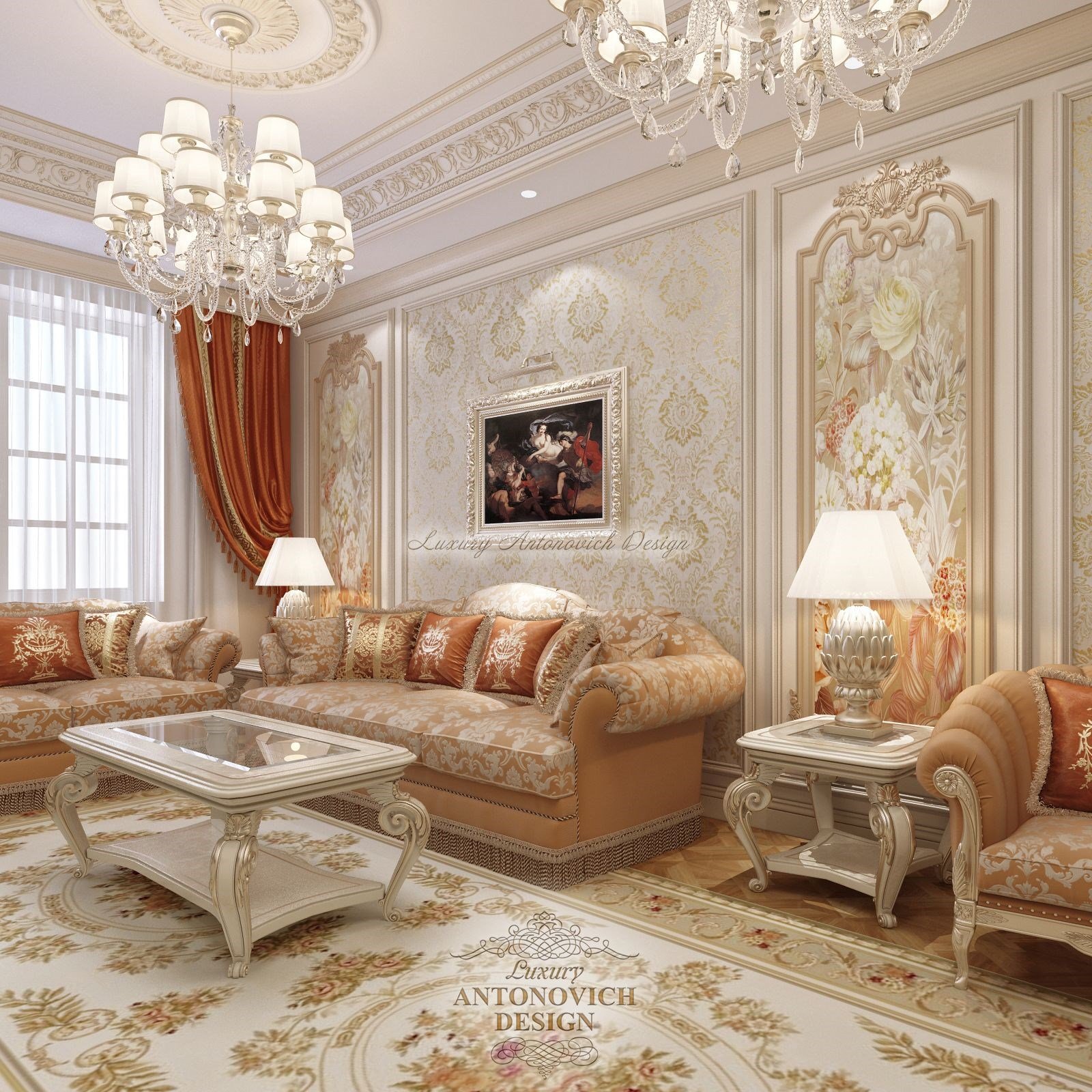 Роскошный интерьер гостиной-столовой, Квартира для большой семьи в Алматы