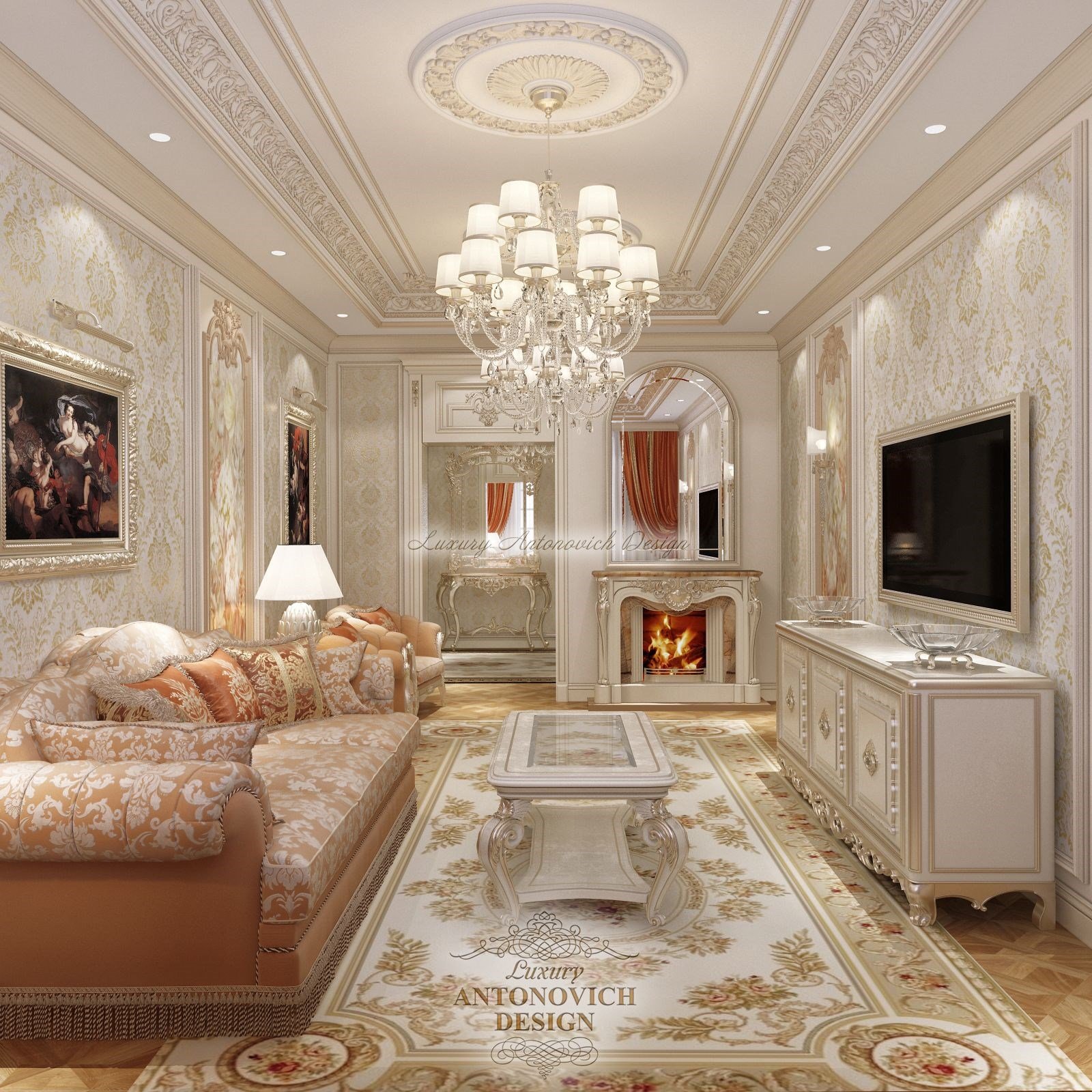 Дизайн интерьера гостиной-столовой, Квартира для большой семьи в Алматы