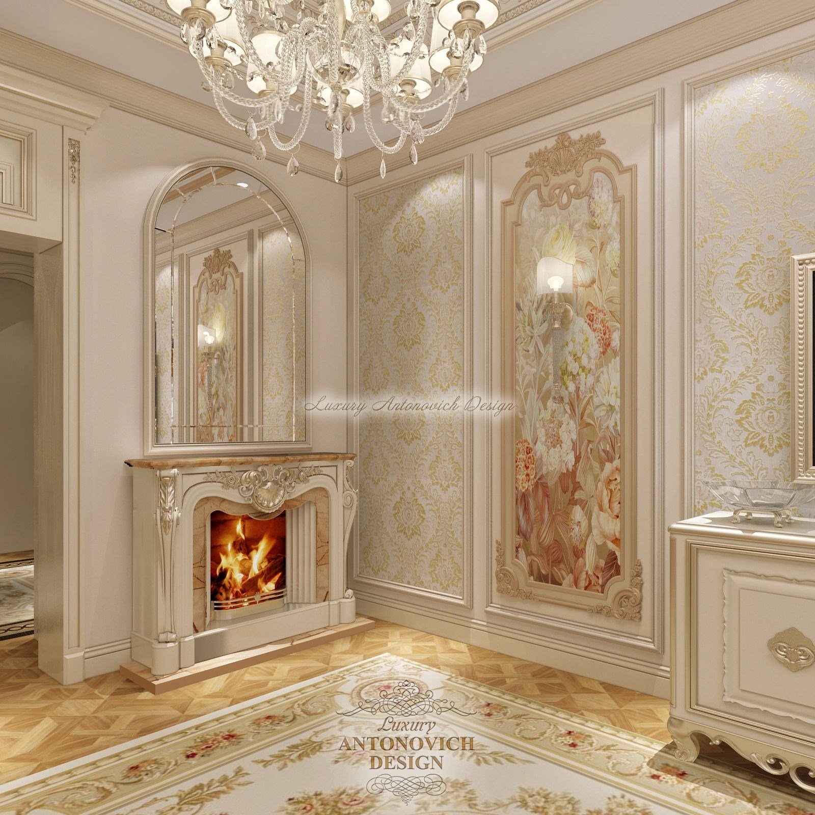 Роскошный интерьер гостиной-столовой, Квартира для большой семьи в Алматы