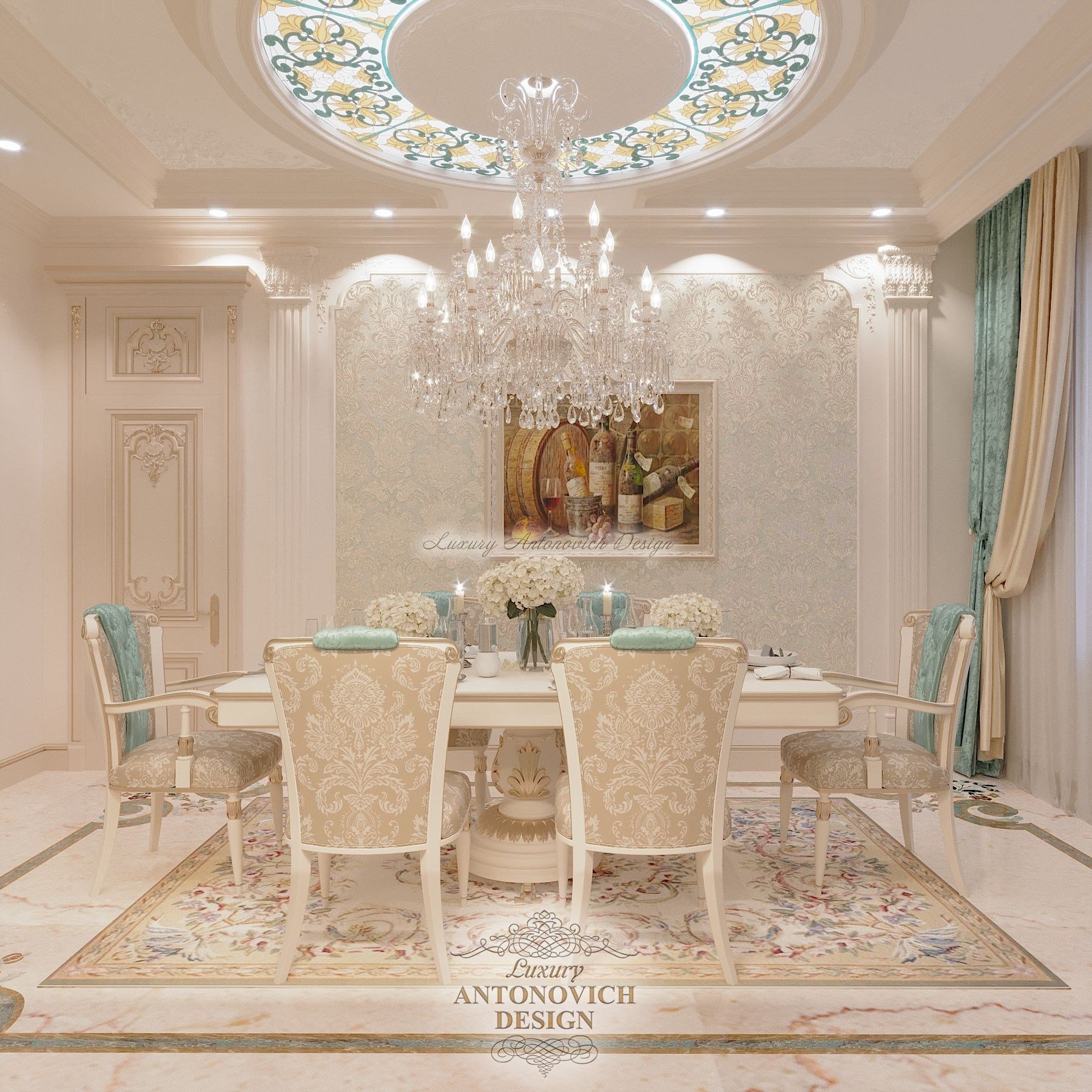 Роскошный интерьер гардероба хозяйского, Квартира для большой семьи в Алматы
