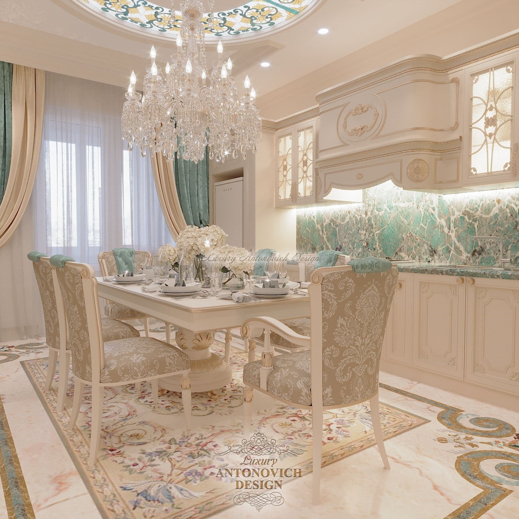 Элегантный интерьер санузла хозяйского, Квартира для большой семьи в Алматы