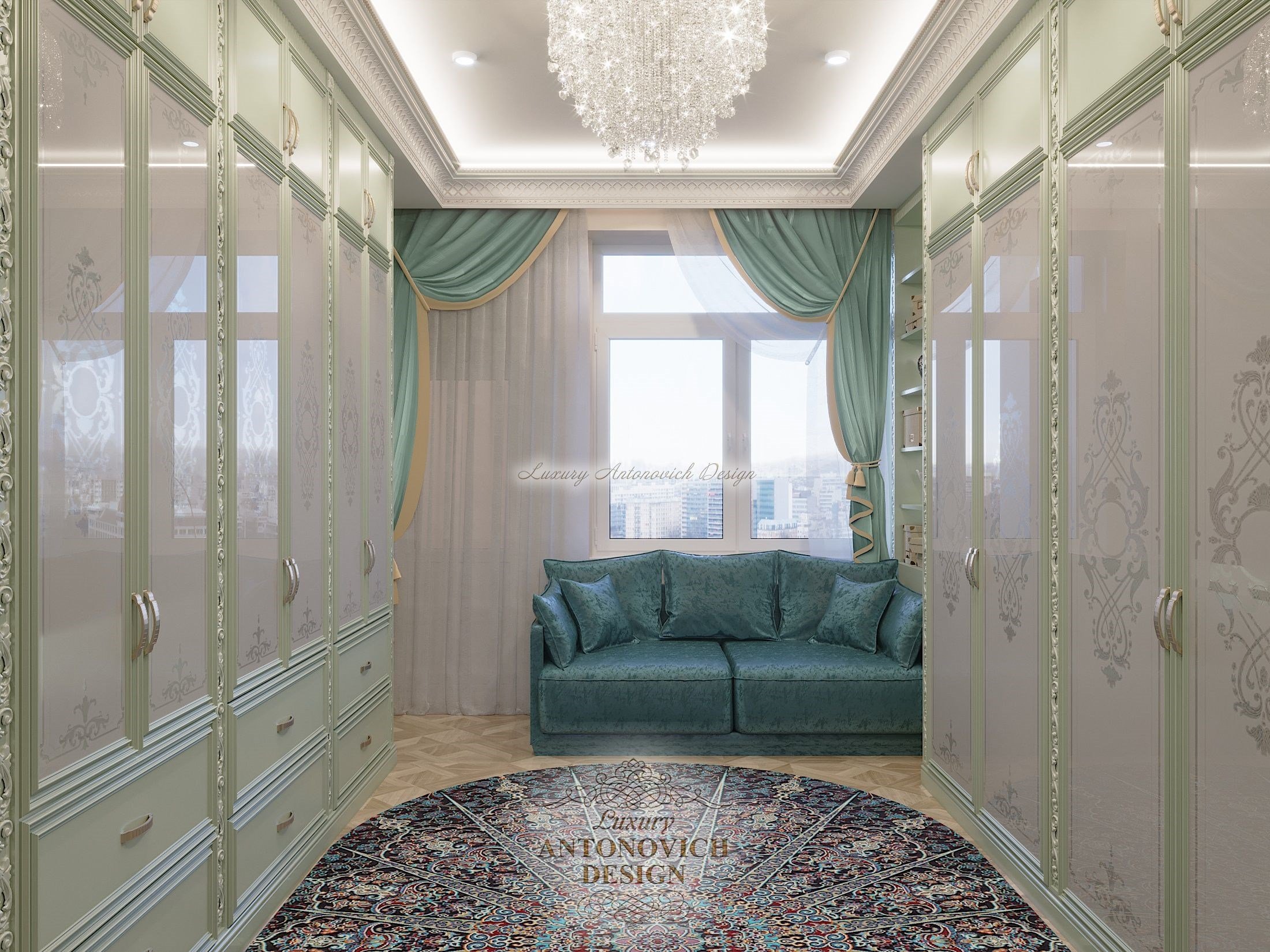 Фешенебельный интерьер гостиной 2, Квартира для большой семьи в Алматы