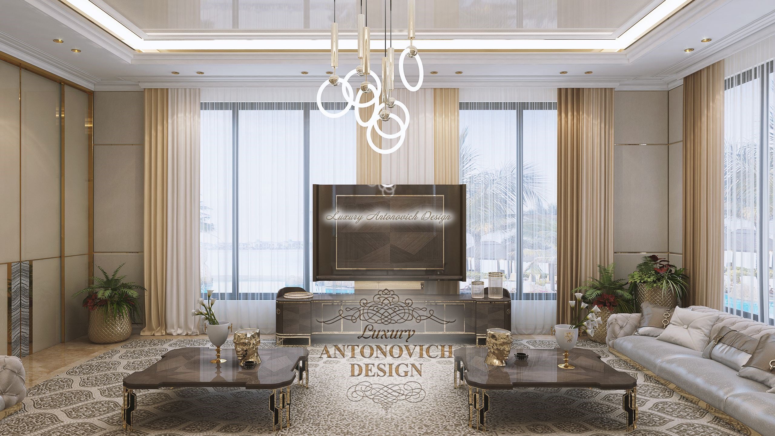 Изысканный современный дизайн интерьера интерьера санузла пентхауса Palm Jumeirah, эмират Дубай