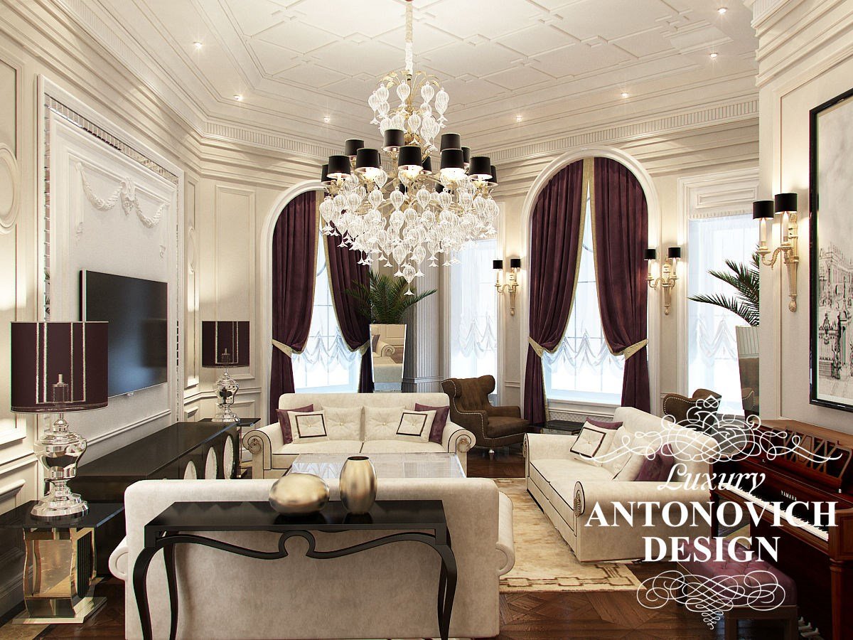 Элитный дизайн проект виллы с роскошным холлом в стиле современная классика от студии дизайна в Астане Luxury Antonovich Design