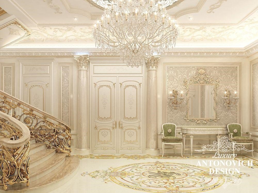 Элитный дизайн проект дома с красивой кухней и столовой в классическом стиле от Antonovich Design