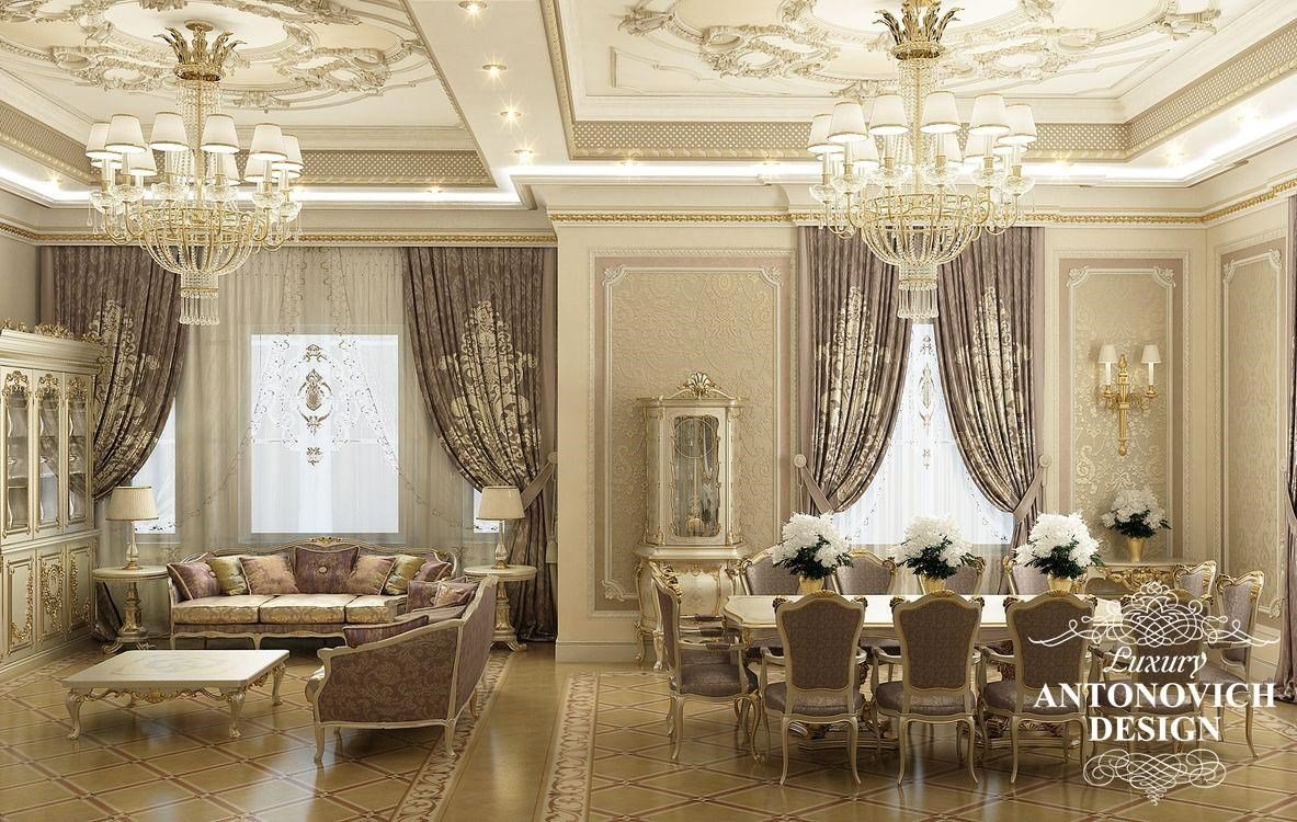 Элитный дизайн виллы с двумя спальнями в классическом стиле от студии дизайна Лакшери Антонович Дизайн