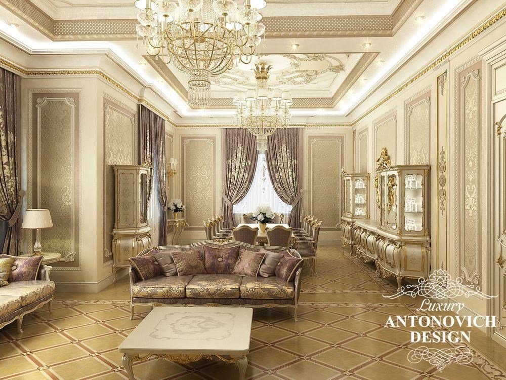Элитный дизайн коттеджа с элитной мебелью в классическом стиле от студии дизайна в Алматы