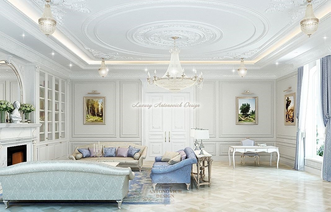 Изысканный интерьер гостевой спальни особняка в стиле новая классика в Нур-Султане
