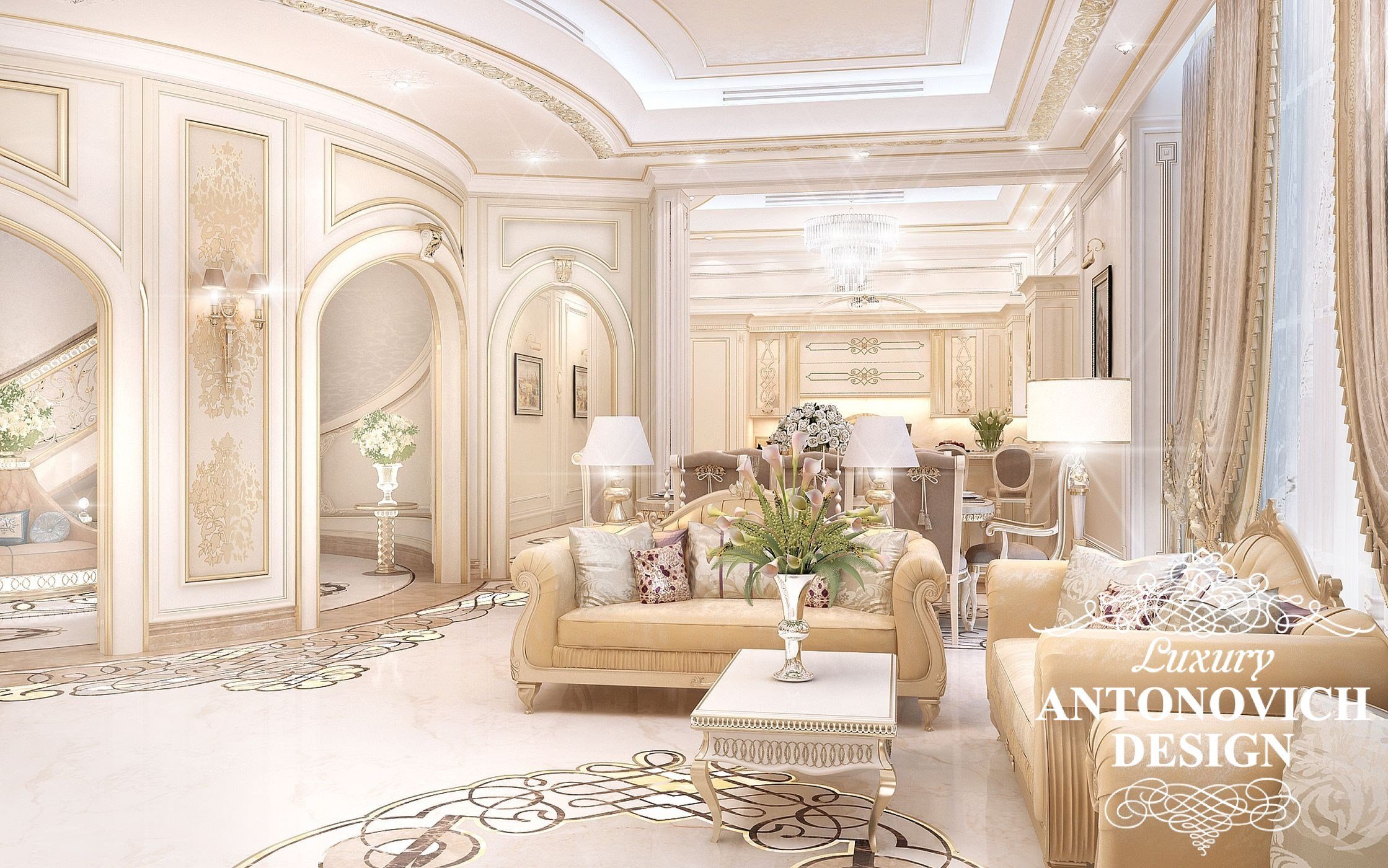 Элитный дизайн проект дома с двумя спальнями в классическом стиле от дизайн студии Luxury Antonovich Design