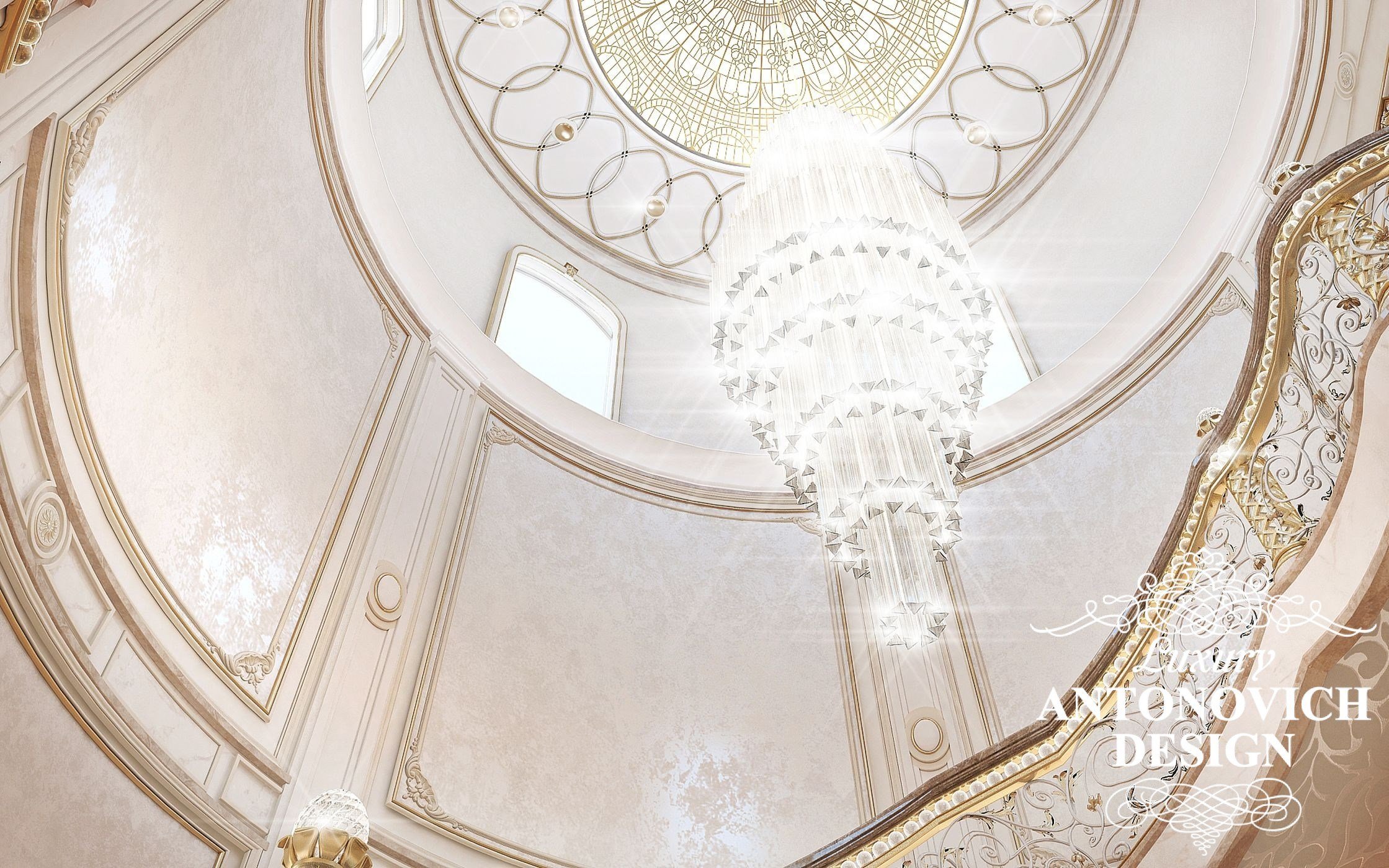 Элитный проект дома с роскошным холлом в классическом стиле от Luxury Antonovich Design