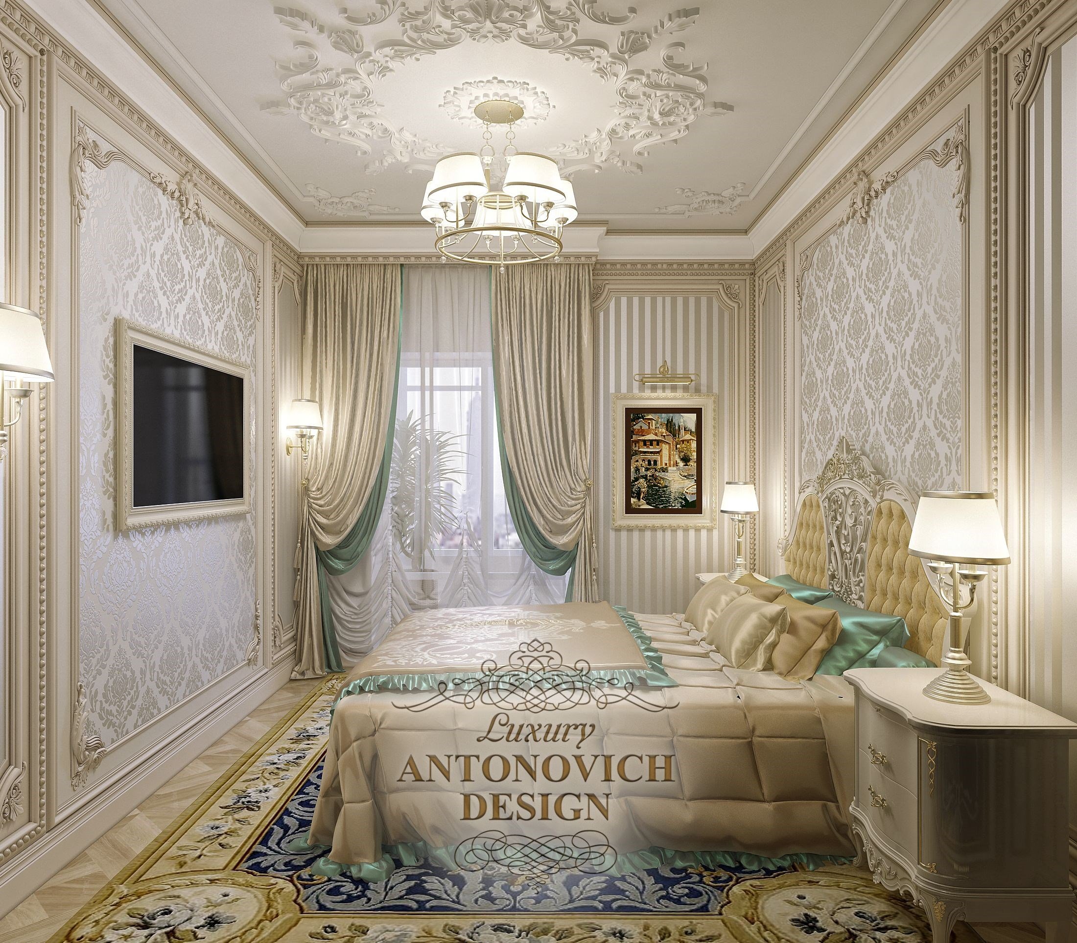 Спальня № 2 квартиры в ЖК Династия (Москва) в классическом стиле
