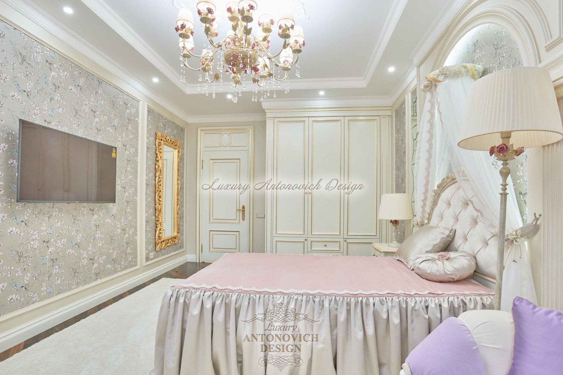 Спальня дочери в стиле неоклассика, квартира в Нур-Султане