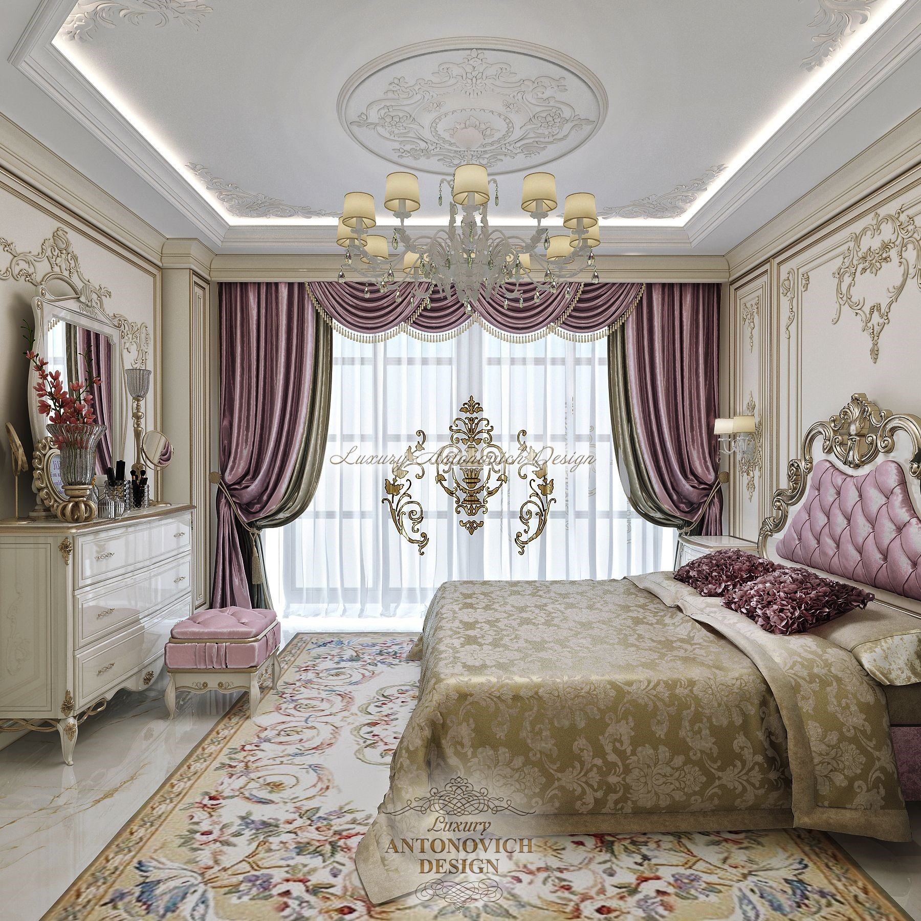 Изысканный интерьер санузла хозяйского й в классическом стиле, квартира в Астрахани