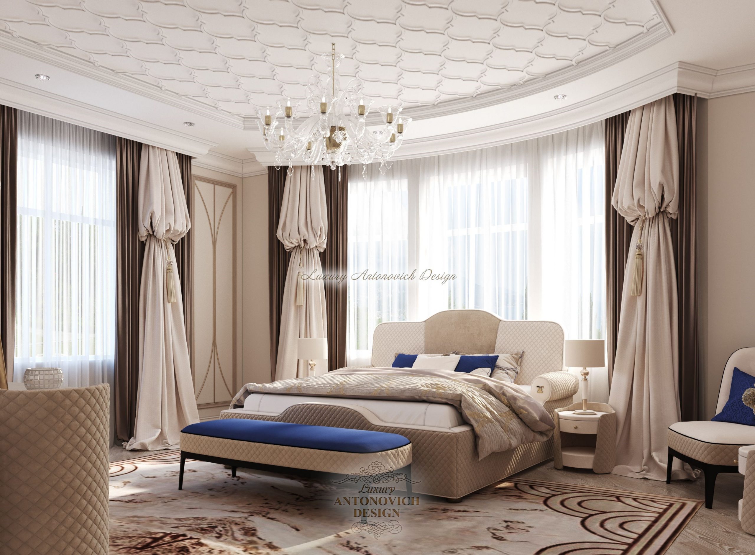 Элегантный дизайн интерьера хозяйской спальни, Роскошный особняк в Актобе