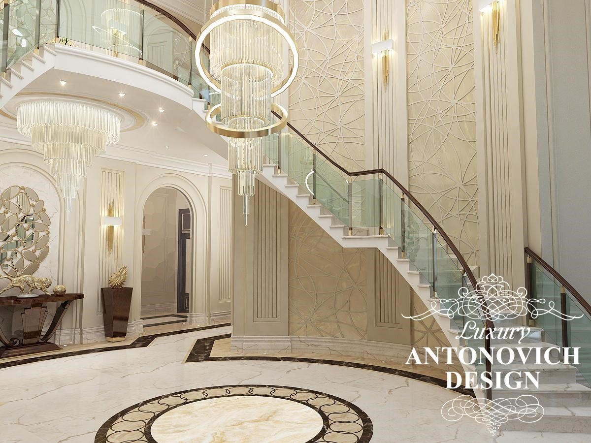 Элитный дизайн виллы с роскошным холлом в стиле современная классика от Лакшери Антонович Дизайн